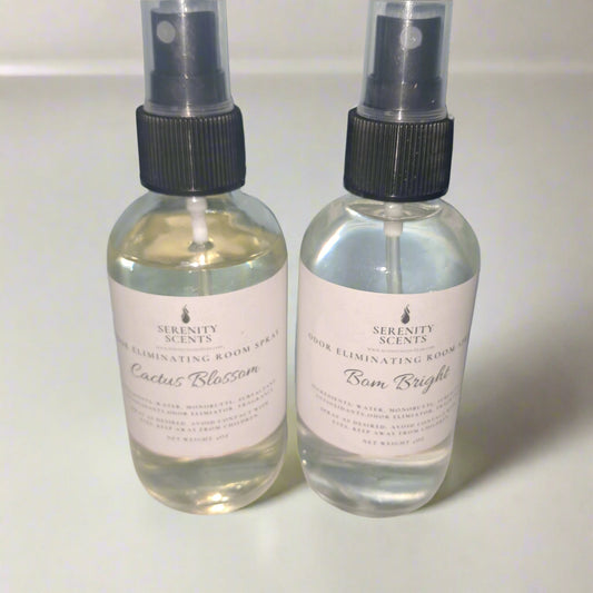 Odor Eliminating Room Spray. 4oz Glass Bottle.