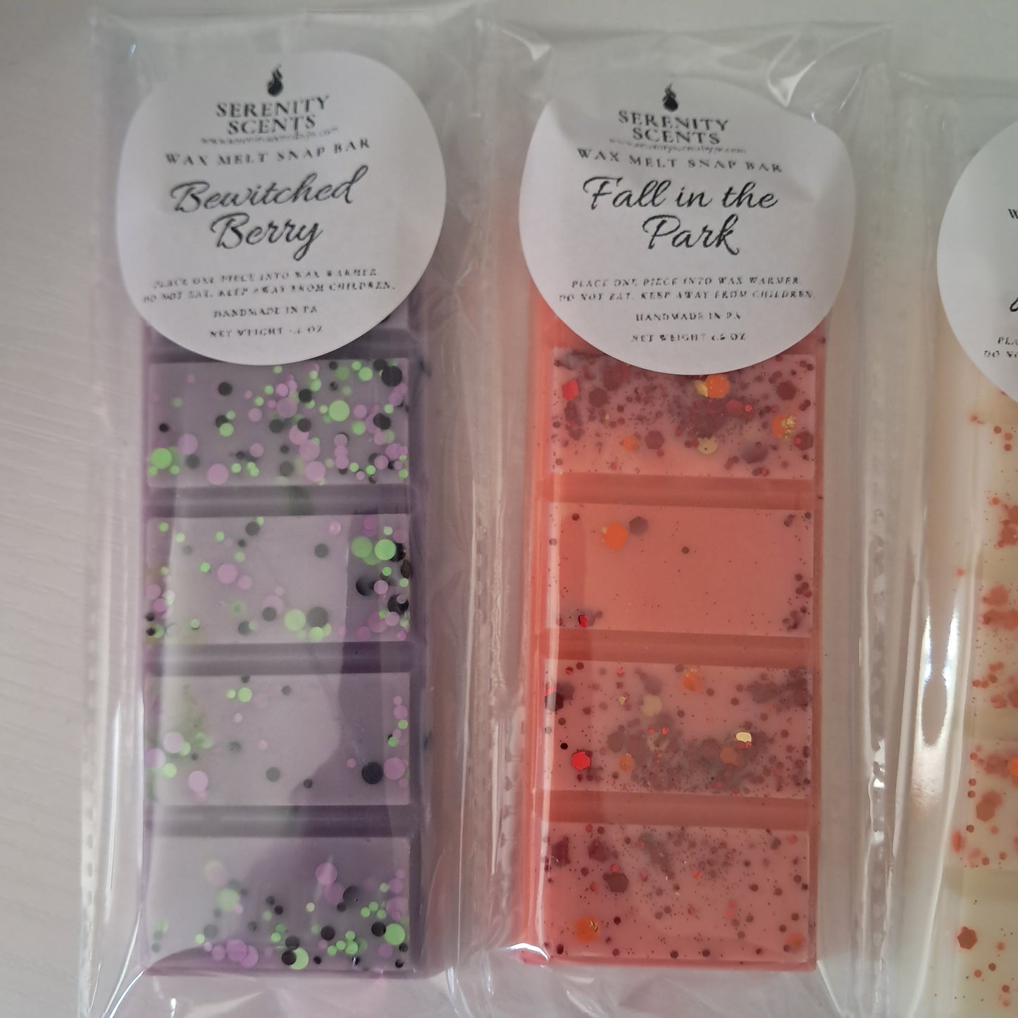 Wax Melt Snap Bar. 1.6oz Net Weight. Soy Wax Blend.
