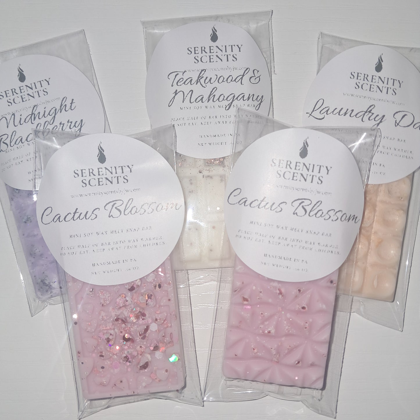 Mini Wax Melt Snap Bar - Made with 100% Soy Wax. Net Weight .50 oz.