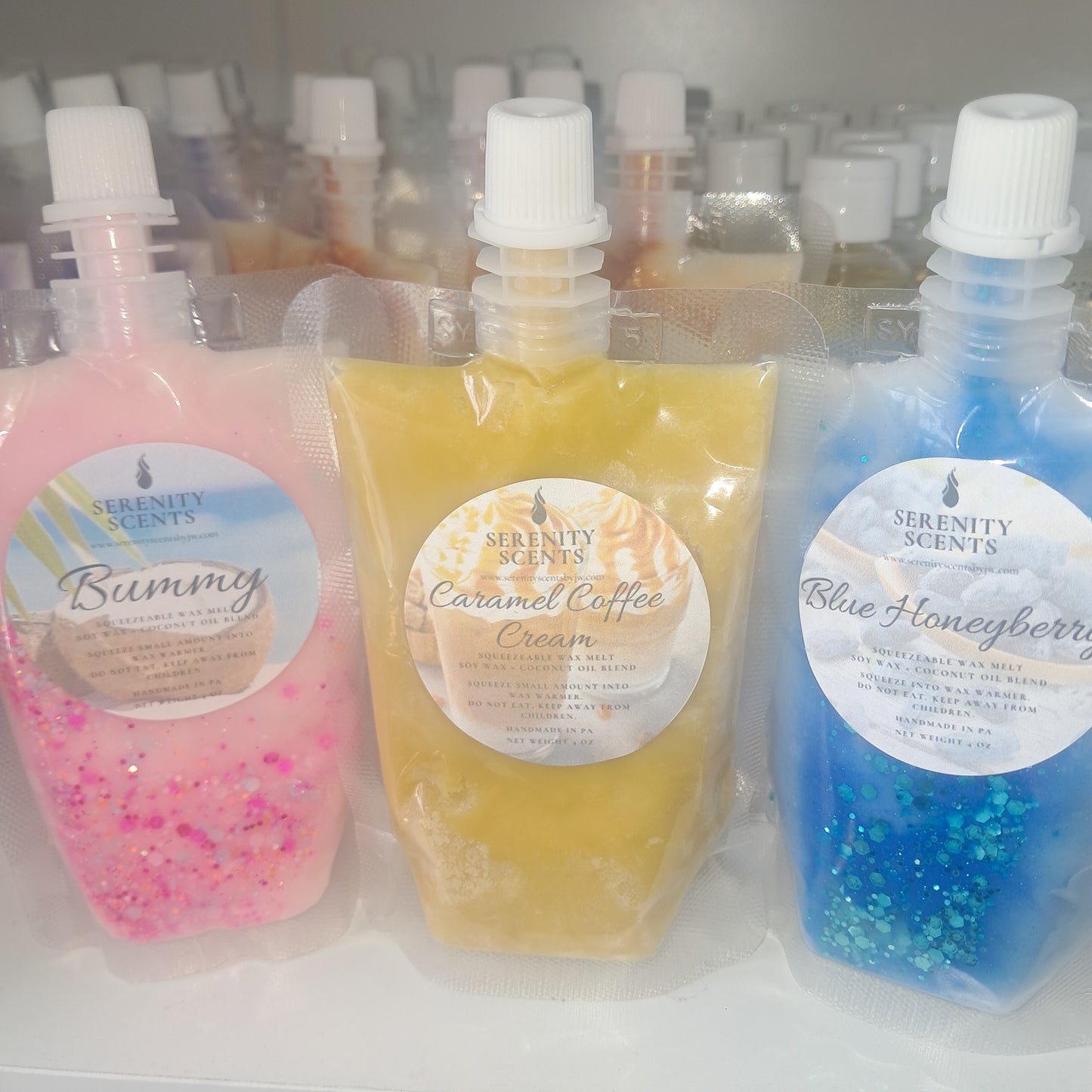 Squeeze'Ems! Squeezable Wax Melts. Net Weight 4oz.