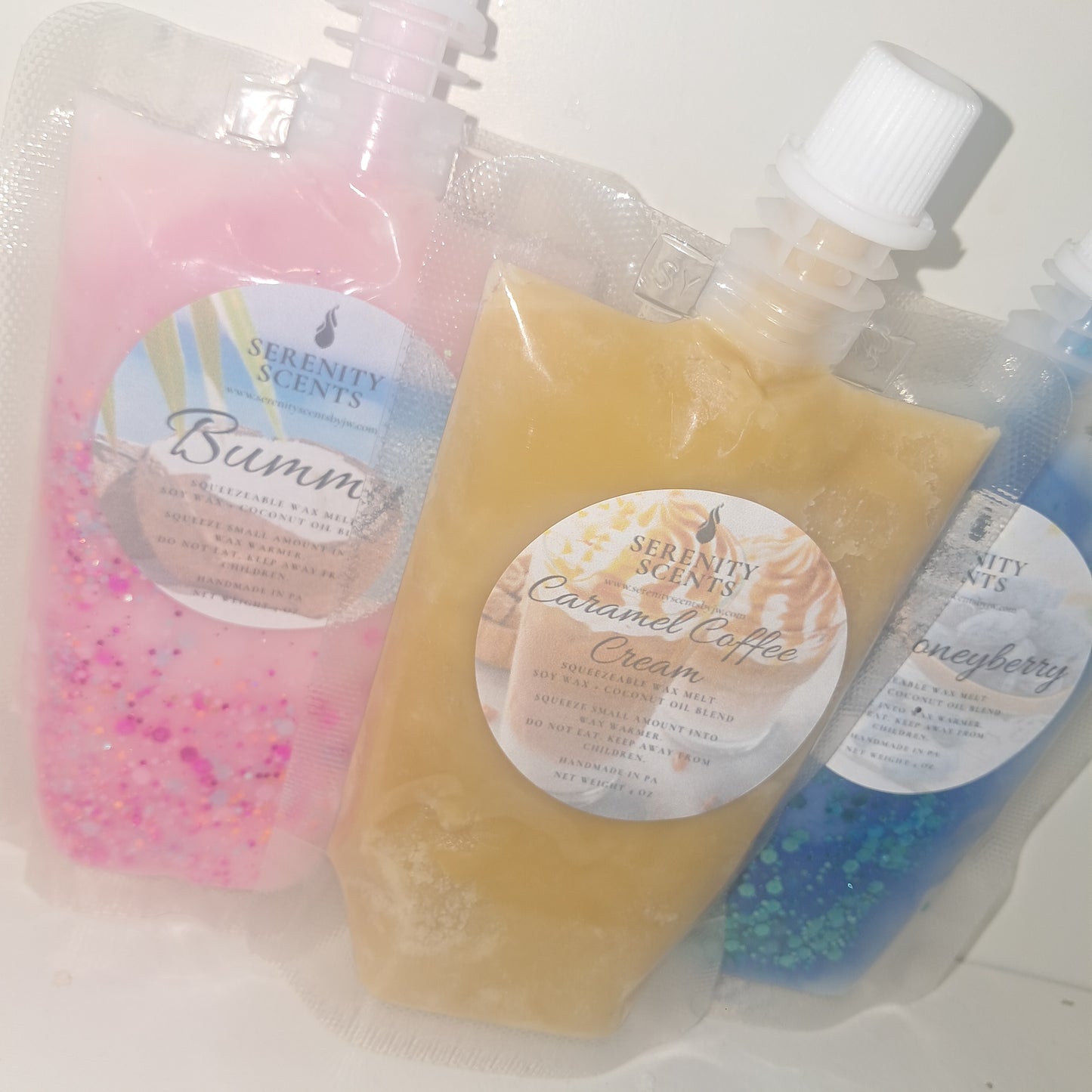 Squeeze'Ems! Squeezable Wax Melts. Net Weight 4oz.