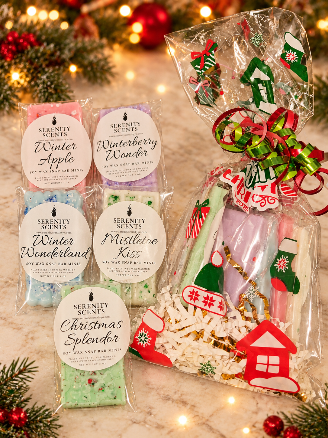 Holiday Gift Bag - Includes 5 Soy Wax Melt Mini Bars